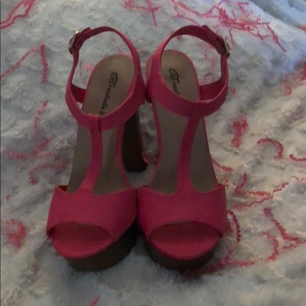 Hot pink platform sandals